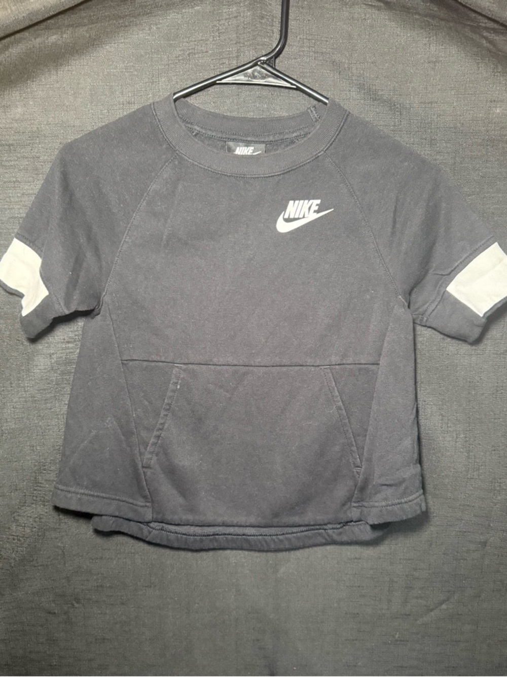 Nike Black Short Sleeve Tee with White Swoosh and Sleeve Panels